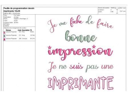 Motif de broderie  texte bonne impression