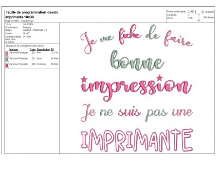 Motif de broderie  texte bonne impression