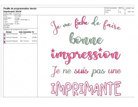 Motif de broderie  texte bonne impression