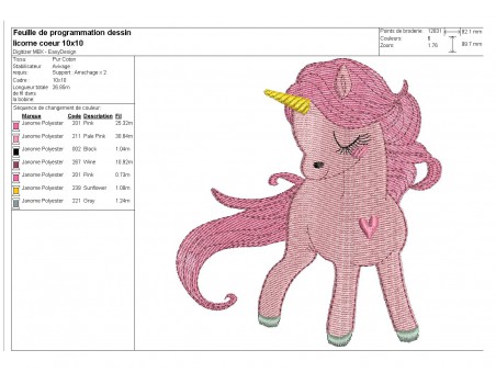 Instant download machine embroidery design baby Unicorn