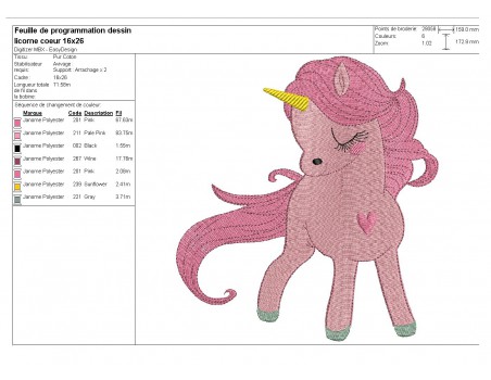 Instant download machine embroidery design baby Unicorn