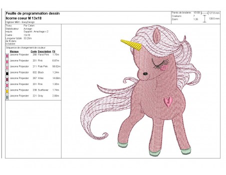 Instant download machine embroidery design  Unicorn heart