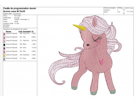 Instant download machine embroidery design  Unicorn heart