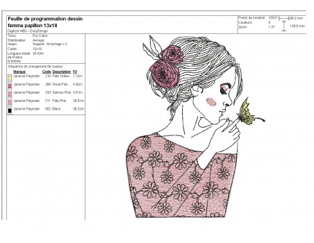 embroidery design woman parfume