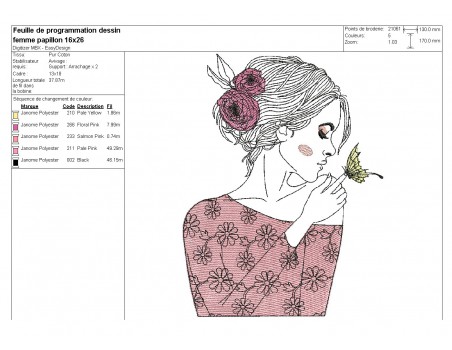 embroidery design woman parfume