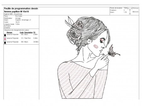 embroidery design butterfly woman