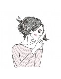 embroidery design butterfly woman mylar
