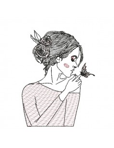 embroidery design butterfly woman