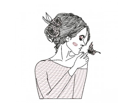 embroidery design butterfly woman