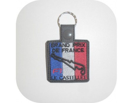 machine embroidery design  F1 France racing circuit keychains ith
