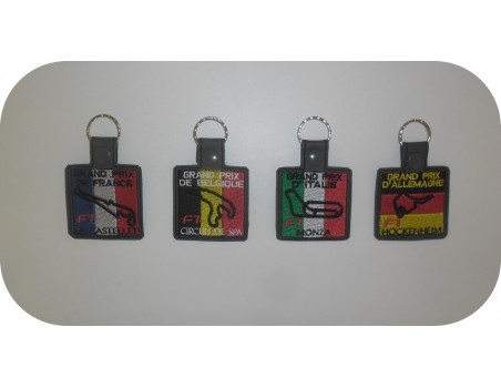 machine embroidery design  F1 Belgium racing circuit keychains ith
