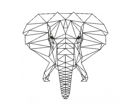 Motif de broderie machine tête d'éléphant origami