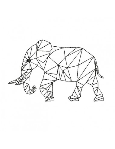 Instant download machine embroidery design geometric elephant head