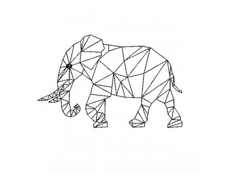 Instant download machine embroidery design geometric elephant head