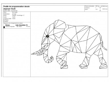 Instant download machine embroidery design geometric elephant head