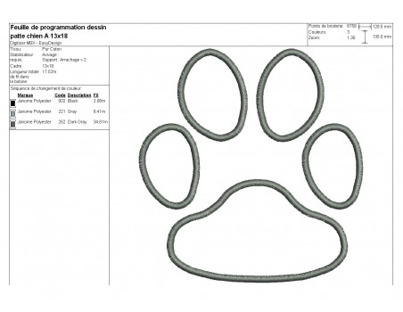 Instant download machine embroidery heart paws