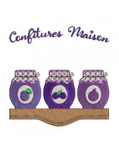 Motif de broderie machine confitures prunes, figues mûres