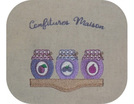 Motif de broderie machine confitures prunes, figues mûres