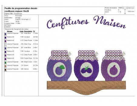 Instant download machine embroidery design Provence cherry jam