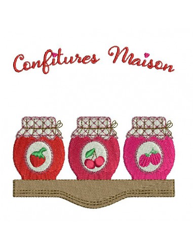 Motif de broderie machine confitures de fraise, cerises, framboises