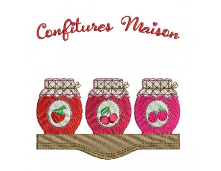 Motif de broderie machine confitures de fraise, cerises, framboises