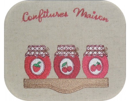 Motif de broderie machine confitures de fraise, cerises, framboises
