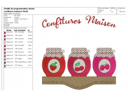 Instant download machine embroidery design jars of jam,peach, orange, apricots