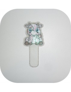 Instant dowload Embroidery design ITH bookmark cow
