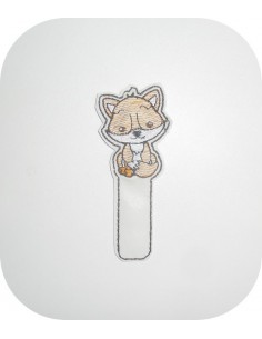 Motif de broderie machine ITH marque pages renard