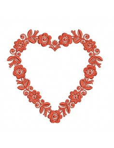 Embroidery design heart frame