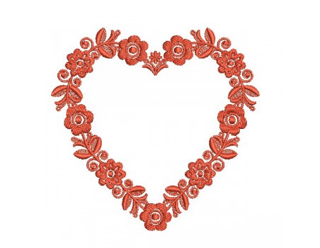 Embroidery design heart frame