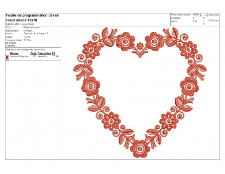 Embroidery design heart frame