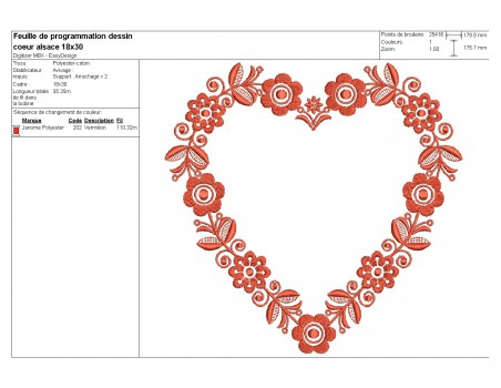 Embroidery design heart frame