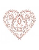 Motif de broderie machine coeur redwork Alsace