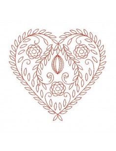 Motif de broderie machine coeur redwork Alsace