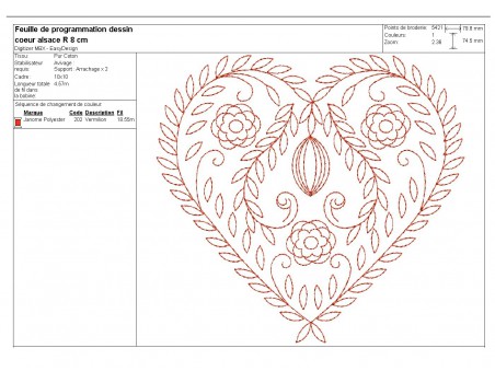 Instand dowload Embroidery design Decorative alsatian heart