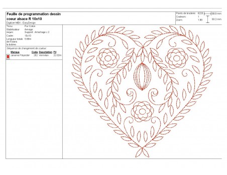 Instand dowload Embroidery design Decorative alsatian heart