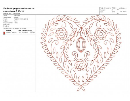 Instand dowload Embroidery design Decorative alsatian heart