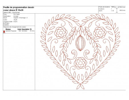 Instand dowload Embroidery design Decorative alsatian heart