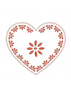 Motif de broderie machine coeur bordure alsacien