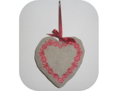 Embroidery design heart frame