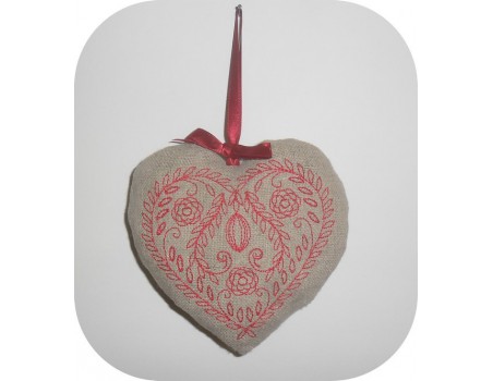 Motif de broderie machine coeur redwork Alsace