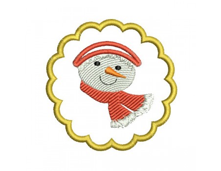 Instant dowload embroidery design  machine snowman scalloped napkin ring  ITH