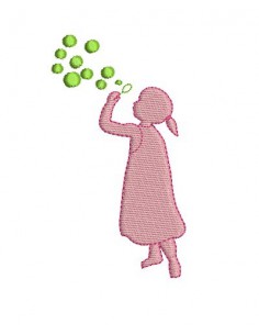 Motif de broderie fille aux bulles