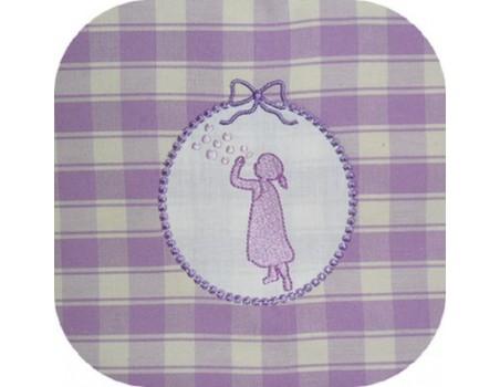 Motif de broderie fille aux bulles