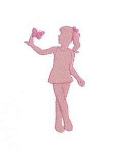 Motif de broderie fille au papillon