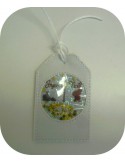 Motif de broderie machine  étiquette  boule de noël joyeux noël  en mylar et en relief  ITH