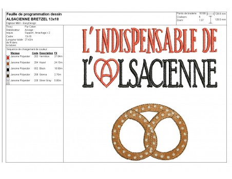 Motif de broderie machine l'indispensable  de l' Alsacienne