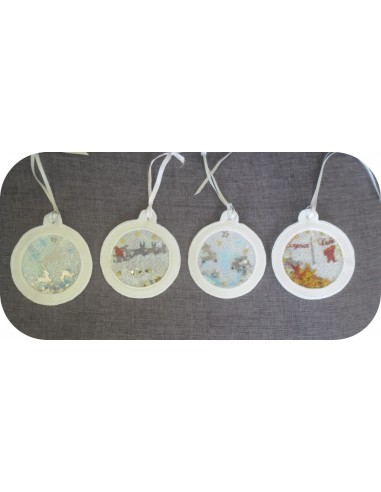 Motif de broderie machine pack  boules de noël en mylar et en relief  ITH