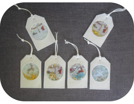 Motif de broderie machine pack étiquettes  boules de noël en mylar et en relief  ITH